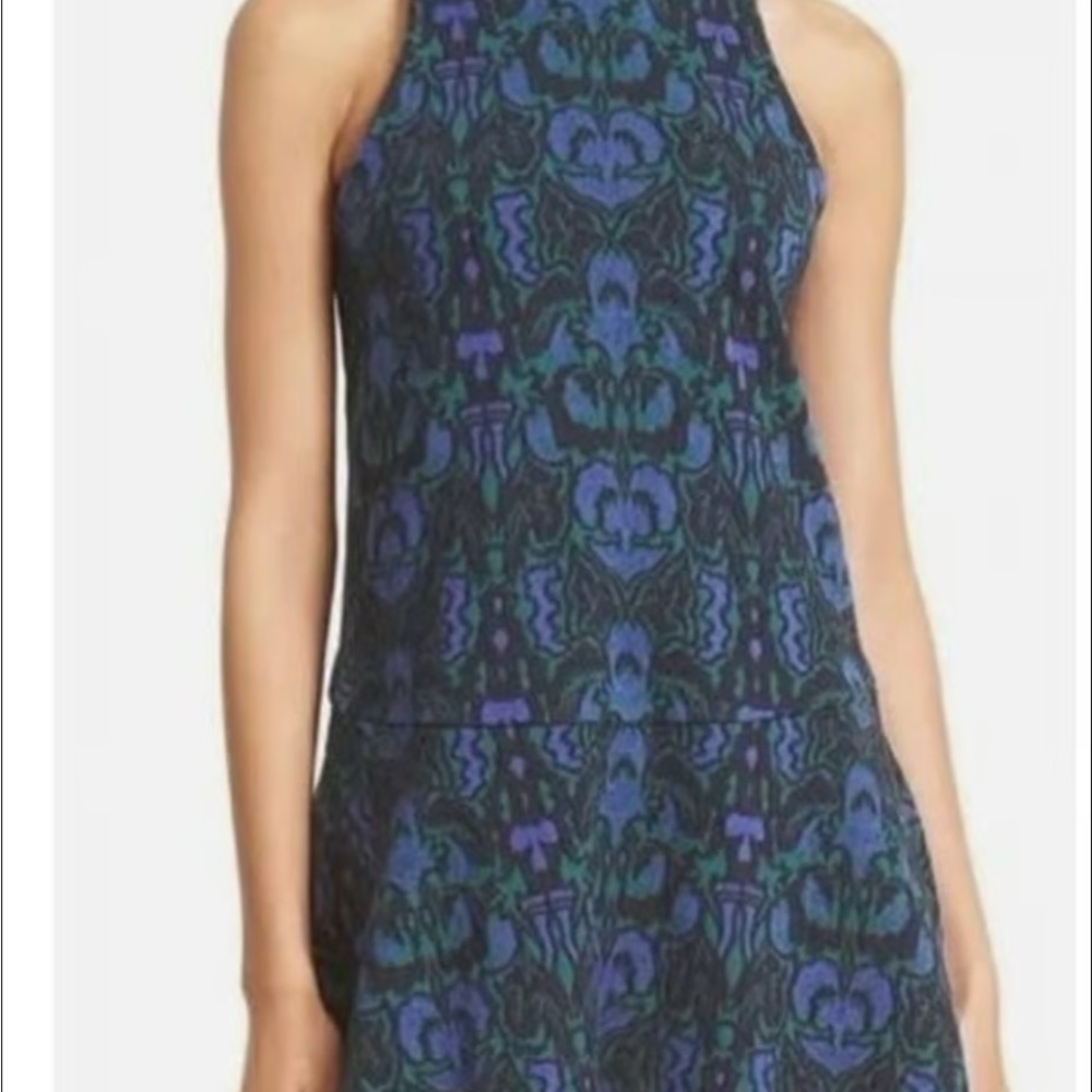 Elegant Blue and Black Patterned Dress